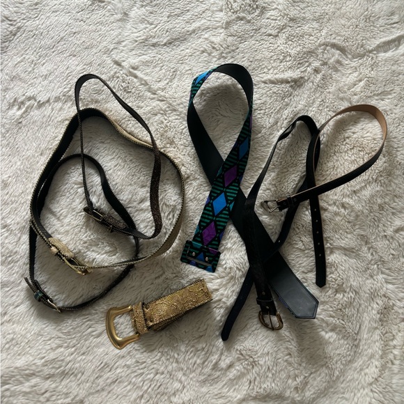 Vintage Accessories - Vintage Multicolor Vinyl Glitter Beaded Belt Bundle